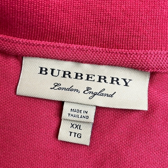 Burberry Nova Check Red Cotton Short Sleeve Polo Shirt XXL - Picture 2 of 5